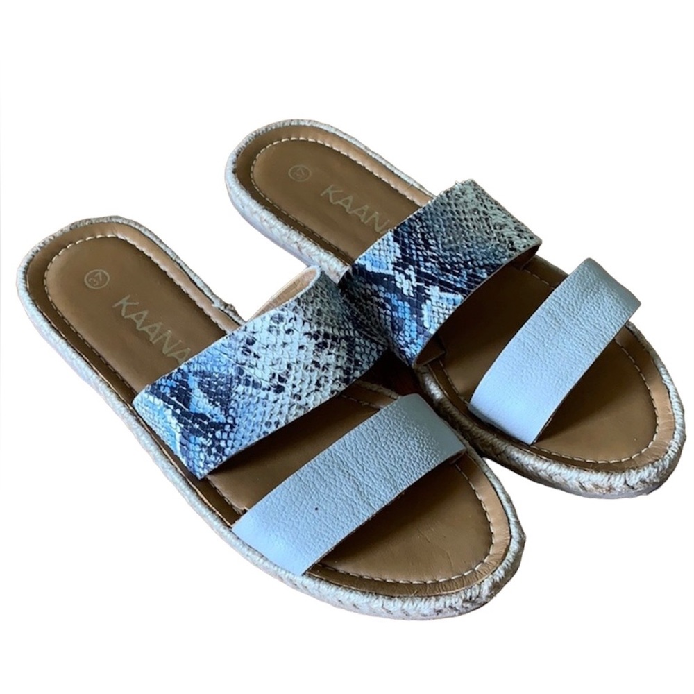 KAANAS Alligator Leather Slide Sandals Size 37 Flats Espadrilles